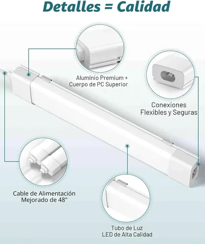 Miniatura 2 de WNSNOU Lámpara de Tubo LED con Enchufe, Luz Utilitaria de Tienda de 1.4 pies, 1800 LM, 5000 K, Luz de Gabinete Enlazable para Garaje, Cocina, Baño