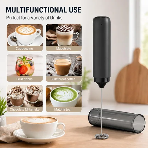 Miniatura 2 de Espumador de leche recargable de mano, espumador de café eléctrico, espumador de mano portátil mezclador de bebidas para café, latte, capuchino