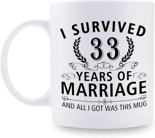 Miniatura 16 de Taza de café de 11 onzas con texto en inglés "I Survived 50 Years of Marriage and All I Got Was This Cup" para el 50 aniversario de boda y para él