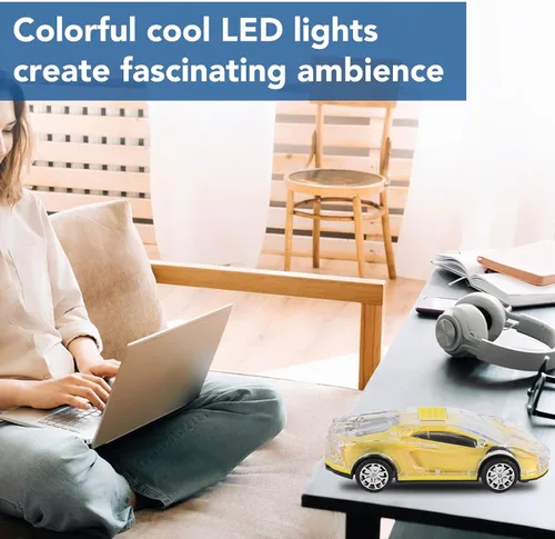 Miniatura 4 de Yoidesu Altavoz Bluetooth para coche, estilo retro con luces LED, 8.7 pulgadas USB recargable, amarillo