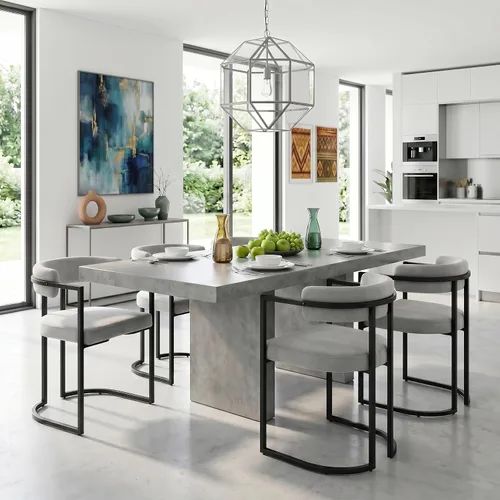 Miniatura 10 de Hyfirm Juego de 2 sillas de comedor de barril, modernas sillas tapizadas de comedor Belvet con reposabrazos y patas de metal dorado, silla de cocina