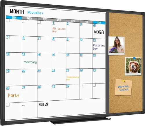 Miniatura 14 de XBoard Calendario de Pizarra Blanca de Borrado en Seco 36 X 24 Pulgadas - Calendario Combinado de Pizarra Blanca Mensual, Pizarra Blanca Magnética +