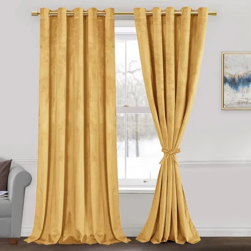 Miniatura 76 de JIUZHEN - Cortinas de terciopelo gris de 63 pulgadas opacas para sala de estar - Cortinas gruesas de terciopelo con ojales para ventana