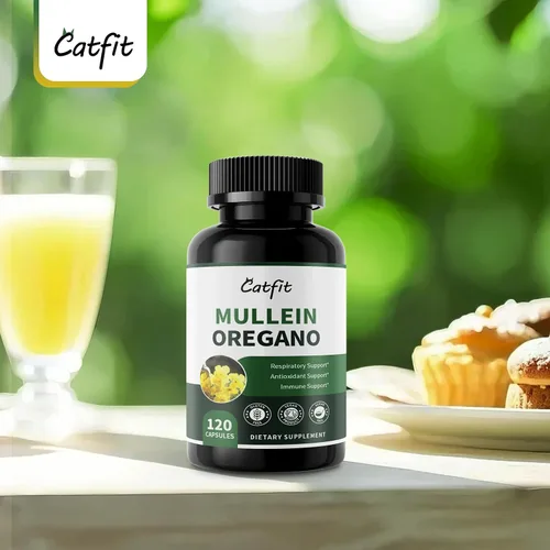 Miniatura 9 de Mullein Cápsulas de aceite de orégano para pulmones desintoxicante 7 en 1 puro extracto de hoja de gordolobo, saúco, cúrcuma, menta para apoyo