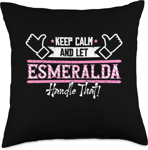 Miniatura 4 de Funny Outfits & Accessories for Esmeralda Keep Calm and Let Esmeralda Handle That Throw Pillow, 16 x 16 pulgadas, multicolor