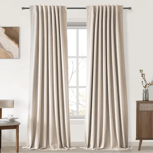 Miniatura 35 de UHITECH Cortinas cortas de lino de 24 pulgadas de largo para ventanas pequeñas de granja, cortinas opacas modernas para sala de estar, pestañas