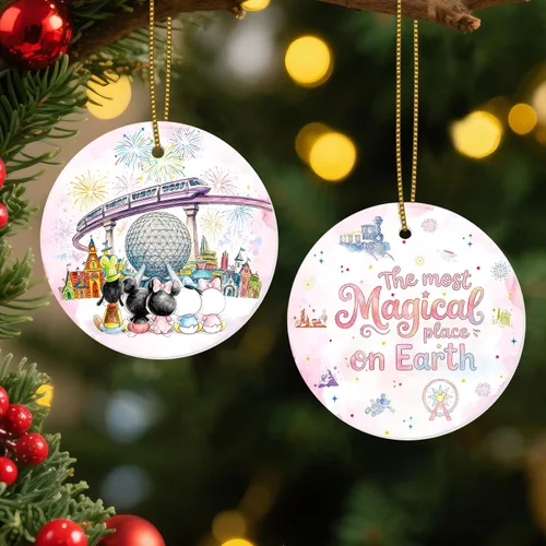 Miniatura 15 de Adornos Colgantes de Navidad Ho-Ho-Ho de 2 Lados Impresos 2025, Regalos de Terror de Navidad para Amantes de las Películas, Adorno de Cerámica