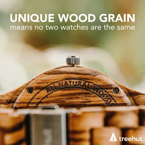Miniatura 5 de treehut Wooden Watch for Men with Adjustable Band and Stainless Steel Clasp Japanese Quartz Analog Watch with Gift Box Wrist Wood Watch Made from