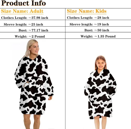 Miniatura 2 de Manta con capucha para adultos y niños, impresión original de franela de invierno, sudadera de gran tamaño, acogedora y cálida con capucha
