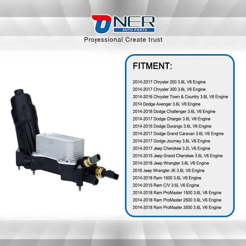 Miniatura 6 de ONER Enfriador de Aceite de Motor y Conjunto Adaptador de Carcasa de Filtro de Aceite, Compatible con 2014-2017 Chrysler 200/300 Dodge Jeep Ram 3.6L