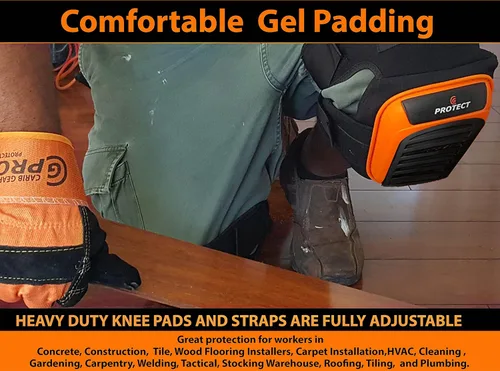 Miniatura 5 de CARIB GEAR PRO Rodilleras para Trabajo de Construcción, Rodilleras Antideslizantes de Servicio Pesado para Jardinería, Instalación de Pisos y Negro