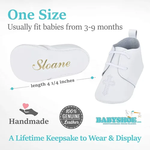 Miniatura 6 de BabyShoe - Zapatos de bautizo personalizados para bebés y niñas con nombre y fecha en relieve a mano zapatos para recién nacidos para ocasiones