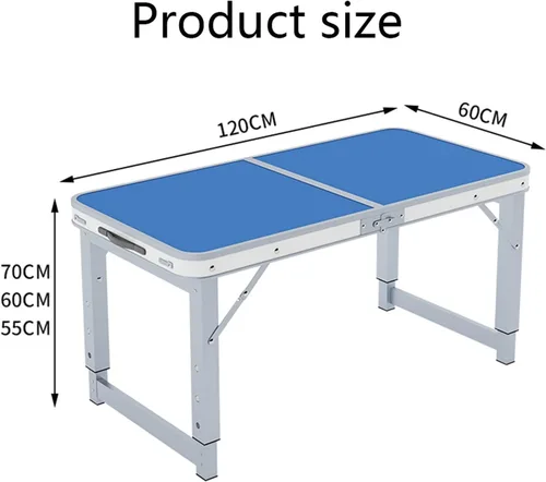 Miniatura 2 de Mesa plegable con taburete, mesa plegable de altura ajustable, picnic, campamento, al aire libre, aluminio ligero portátil, con asa de transporte