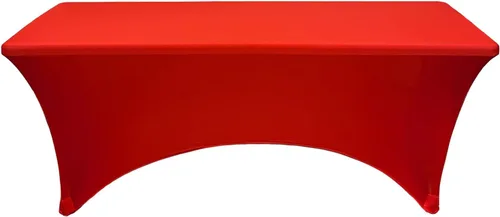 Miniatura 5 de YOUR CHAIR COVERS - Fundas de elastano rectangulares para mesas de 6 pies, mantel ajustado para eventos de boda, decoraciones de patio, tela Rojo