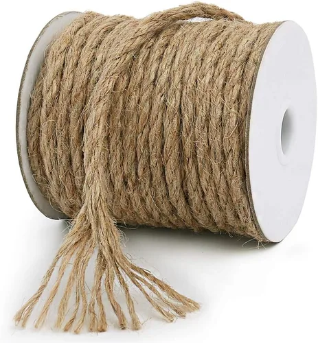Miniatura 2 de Vivifying Cuerda de yute de 0.236 in, cuerda marrón natural resistente de 66 pies para manualidades, poste rascador de gatos, jardinería, agrupación