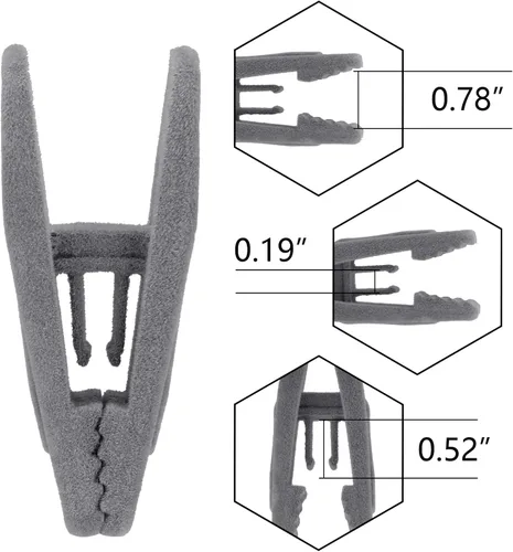 Miniatura 2 de Tinfol Clips de terciopelo para colgar, paquete de 50 clips de terciopelo para pantalones grises, clip para colgar ropa, alfiler de ropa de apertura