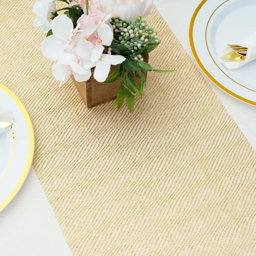 Miniatura 5 de PapaKit Camino de mesa semitransparente a rayas doradas con purpurina brillante, paquete de 2, para vacaciones, decoración de bodas, fiestas
