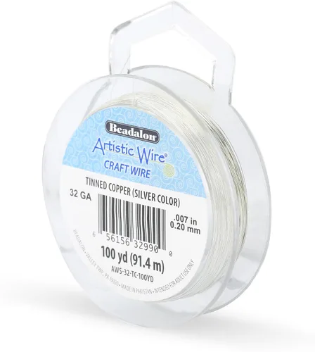 Miniatura 186 de Artistic Wire, alambre para manualidades de calibre 22 bañado en plata, resistente a las manchas, color cobre, blanco, 9,1 m