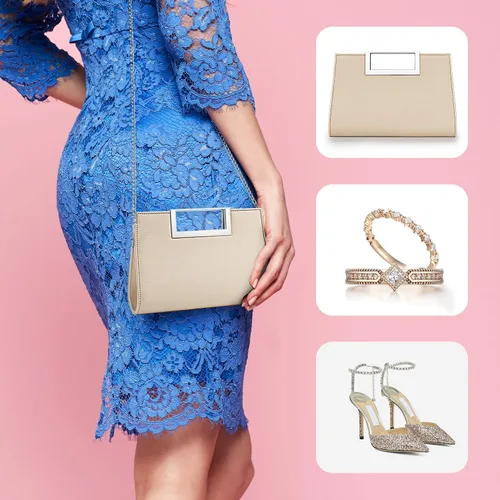 Miniatura 3 de WALLYN'S Bolso de mano para mujer, piel sintética, paja, fiesta de noche, agarre de metal, con correa de cadena para el hombro