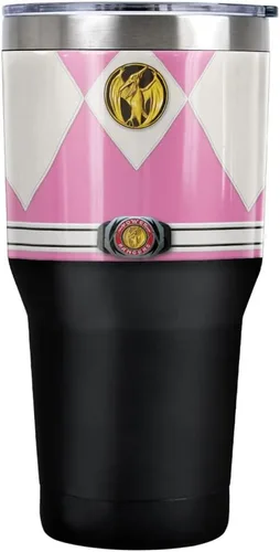 Miniatura 11 de Power Rangers Green Ranger Belt - Vaso de acero inoxidable de 30 onzas, taza de viaje para café, aislamiento al vacío y doble pared con tapa RANGER