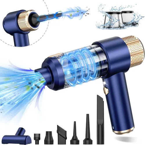 JONYJ Aspiradora de mano para automóvil, aspiradora de mano de 16000 PA, portátil, inalámbrica, 2 en 1 soplador de aire y aspiradora con luz LED,