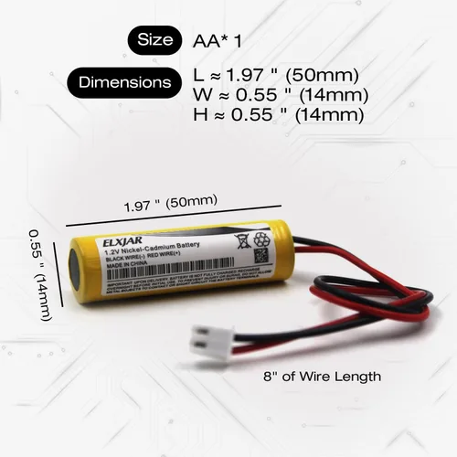 Miniatura 3 de Paquete de 5 baterías de repuesto de 1.2 V 800 mAh Ni-CD AA para Unitech AA800mAh OSA268 ELB-CS01 DAA900BT Lithonia EXR LED EL M6 Señal de salida