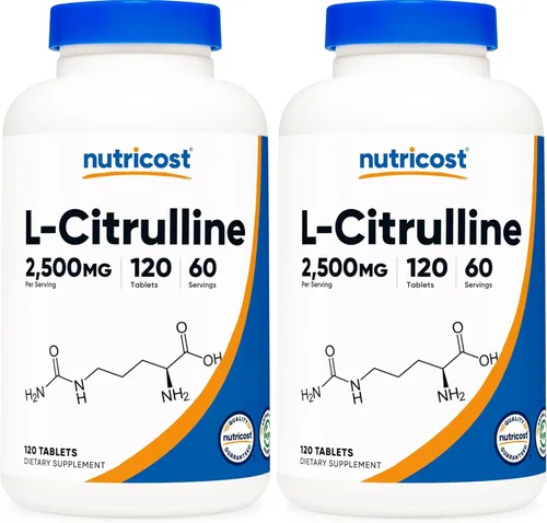 Miniatura 6 de Nutricost L-citrulina 2500 mg por porción, 60 porciones, 1250 mg por tableta, 120 tabletas - Suplemento sin OMG y sin gluten