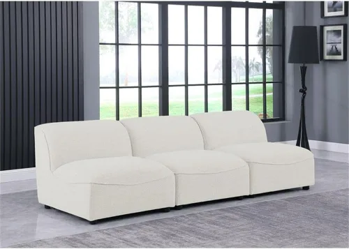 Miniatura 2 de Meridian Furniture 683Cream-S99 Colección Miramar Modern Sofá modular tapizado con textura de lino contemporáneo, crema, 99 pulgadas de ancho x 38