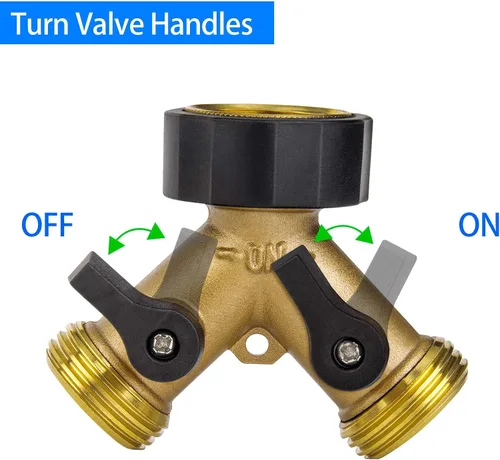 Miniatura 3 de Divisor de manguera resistente de 2 vías conector de válvula Y con 4 arandelas de goma y cinta de teflón de 65.6 ft - Adaptador de manguera