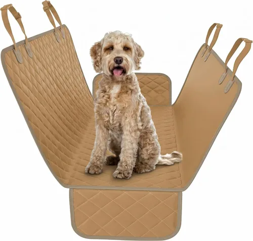 Active Pets Funda de Asiento Trasero Beige XL para Perros, Hamaca para Coche, Protector Impermeable para Asiento Trasero de Camiones, Banco Trasero