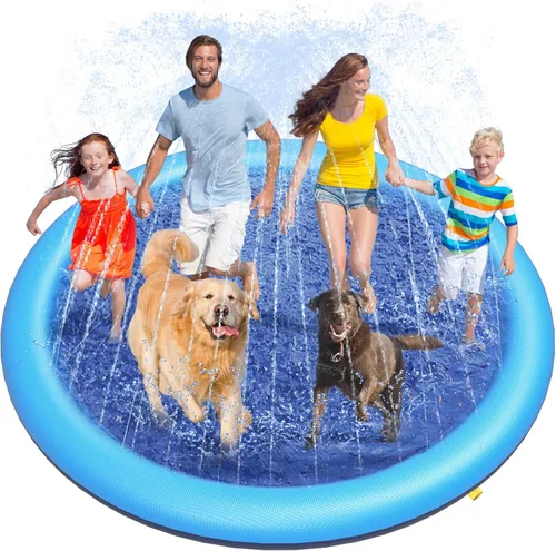 Miniatura 13 de Peteast Alfombrilla de salpicaduras para perros y niños – Piscina antideslizante para perros grandes, 0.023 in de grosor, duradera alfombra de juego