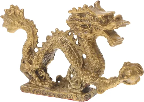 Miniatura 4 de Beavorty Estatua de dragón chino Feng Shui, escultura de dragón dorado, figuras reales del zodiaco 2023, escultura de año nuevo, adornos de mesa