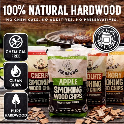 Miniatura 3 de Mr Bar-B-Q Chips de Madera de Cerezo para Ahumar, Virutas de Madera 100% Natural para Ahumadores, Funciona con Ahumador, Gas, Parrilla Eléctrica