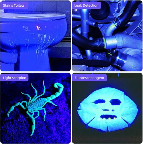 Miniatura 6 de DARKBEAM Linterna UV de 365 nm, Lámpara de Wood recargable por USB, portátil, luz negra, LED, luz ultravioleta, mini, detector para orina