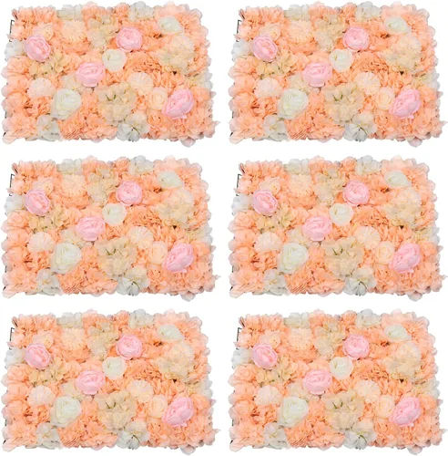 Miniatura 10 de TFCFL Paneles de pared de flores, 10 piezas de 16 x 24 pulgadas, telón de fondo artificial de rosa rosa, panel de pared floral rectangular