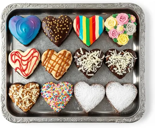 Miniatura 5 de Bakerpan Paquete de 2 moldes de silicona para hornear – Mini moldes para pasteles en forma de corazón para cupcakes, magdalenas, brownies y postres