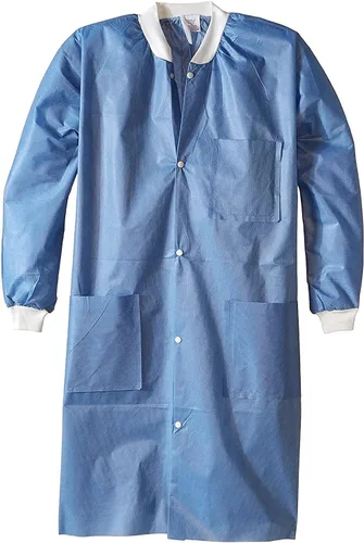 Miniatura 8 de Paquete de 10 abrigos de laboratorio desechables Abrigo de laboratorio duradero de 1.76 oz SMS hasta la rodilla, reutilizable, con puños