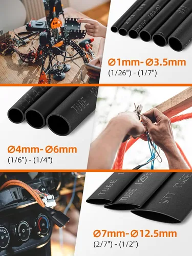 Miniatura 3 de Eventronic Kit de 900 tubos termorretráctiles de alambre, tubo termorretráctil industrial para cables, envoltura termorretráctil de grado marino