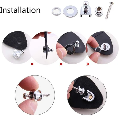 Miniatura 4 de Tbest Guitarra de bloqueo de seguridad, 10 unids/bolsa, correa de guitarra de metal, cerraduras y botones, correas de seguridad de liberación
