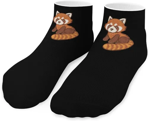Calcetines tobilleros de panda rojo de dibujos animados, calcetines antideslizantes de corte bajo para hombres y mujeres
