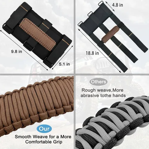 Miniatura 4 de Asas de Agarre para Jeep, Paquete de 4, Asas de Agarre de Barra Enrollable para Jeep Wrangler para JK TJ JL CJ YJ JKU JLU y Gladiator JT, Manija