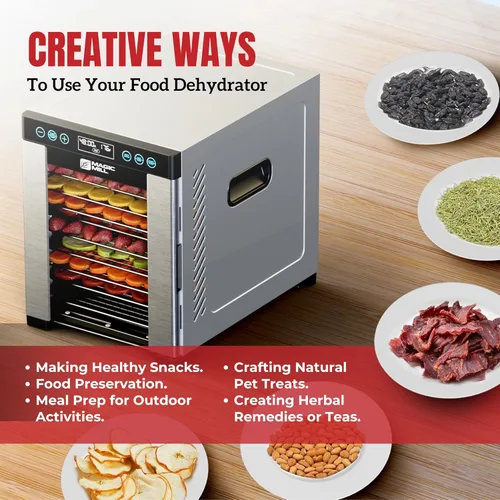 Miniatura 6 de Magic Mill Pro - Máquina deshidratadora de alimentos 10 bandejas de acero inoxidable Secador para charqui, bocadillos para perros, hierbas