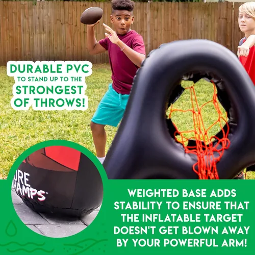 Miniatura 7 de Franklin Sports Juego de lanzamiento de objetivos de fútbol para niños, juguete inflable de tiro con mini pelotas de fútbol suaves - Divertido juego