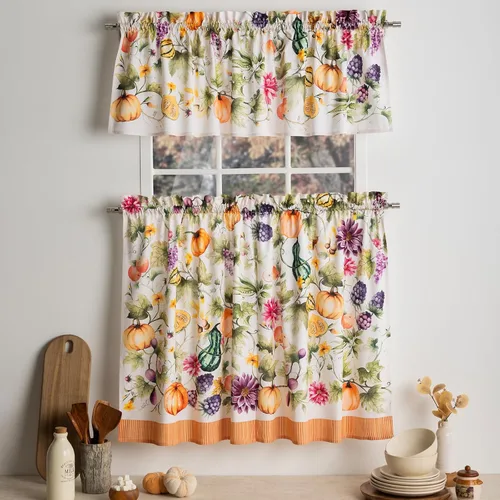 Miniatura 11 de Maison d' Hermine Juego de cortinas de cocina para ventanas, juego de cortinas de cocina 100% algodón, cenefas para el hogar [2 niveles