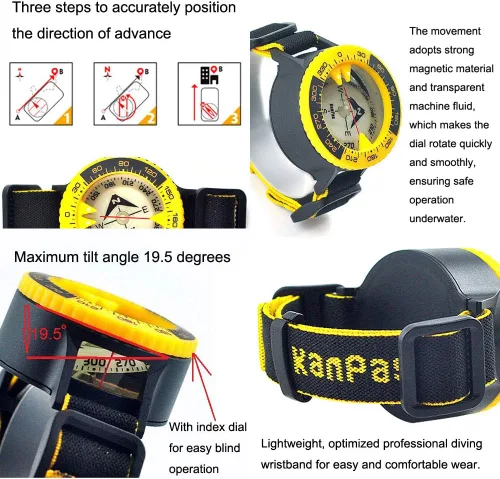 Miniatura 5 de D-50 Ocean Elite Buceo Brújula de muñeca para orientación Senderismo Deslizamiento Camping Escalada Ciclismo