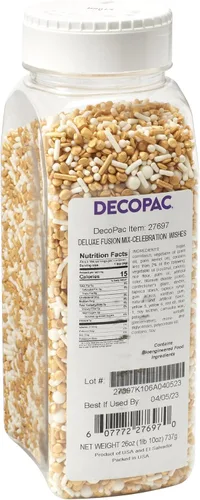 Miniatura 25 de DECOPAC Sweet Tooth Deluxe Fusion Mix, 26 onzas, chispas de caramelo en recipiente de mano, gránulos comestibles para pasteles de celebración