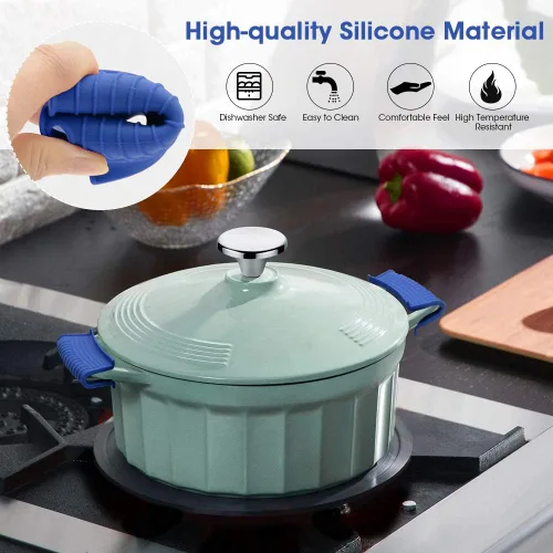 Miniatura 6 de Soporte de silicona para mango de sartén caliente, fundas para mango de sartén caliente, funda para ollas, sartenes de hierro fundido, Azul