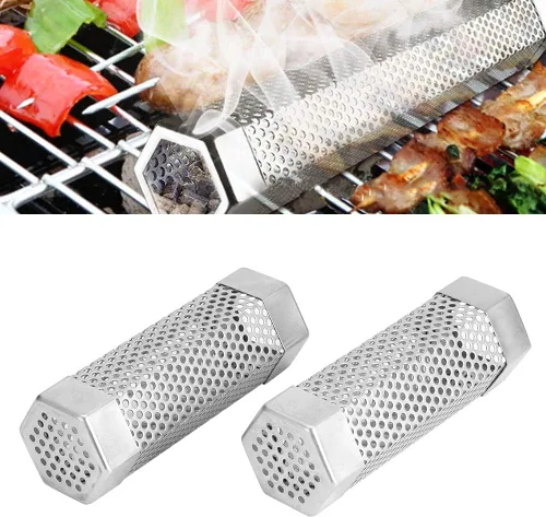 Miniatura 5 de Tubo de ahumador de pellets, 2 piezas de tubo de ahumador para parrilla de barbacoa, tubo de malla de pellets, caja de humo de 6 pulgadas, tubo