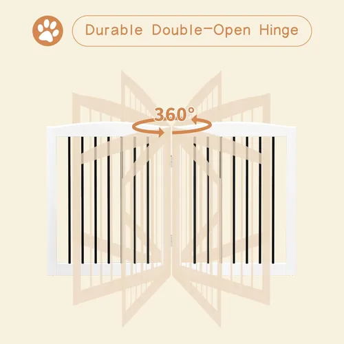Miniatura 5 de PUPETPO Puerta independiente de madera para mascotas para casa, puerta plegable para perros para interiores, puertas y escaleras, 24 pulgadas