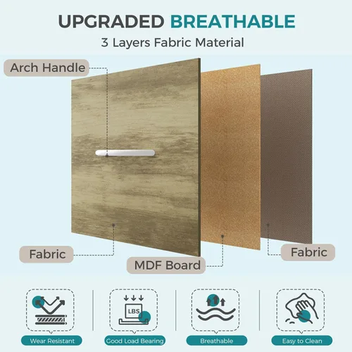 Miniatura 6 de OLIXIS Cómoda para dormitorio con 5 cajones, cómoda ancha, cómoda de tela para dormitorio con organizador de cajones, unidad organizadora de Roble